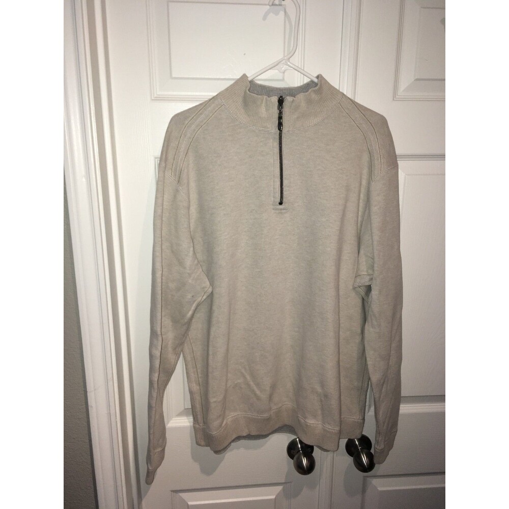 Tommy Bahama Mens Reversible 1/4 Zip Gray Sweater Size L Large Embroidered Logo